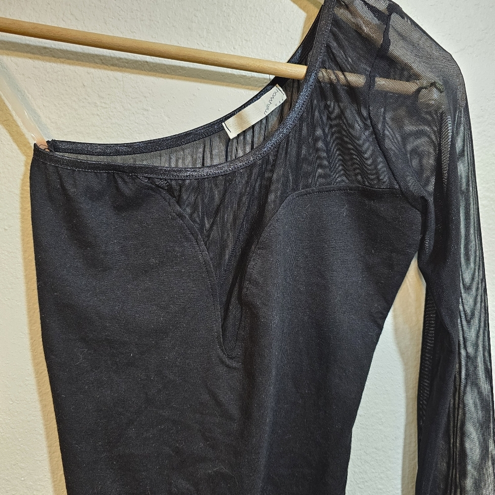 Milky Way USA Mesh One Sleeve Bodysuit Black Sz Medium